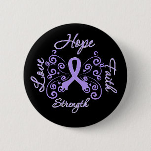 Badge Rond 5 Cm Hope Faith Love Strength General Cancer