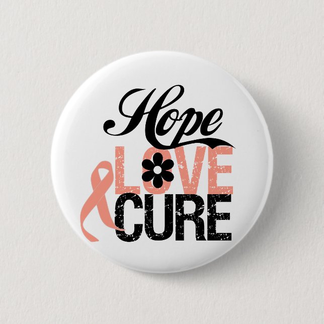 Badge Rond 5 Cm HOPE LOVE CURE Cancer utérin Cadeaux (Devant)