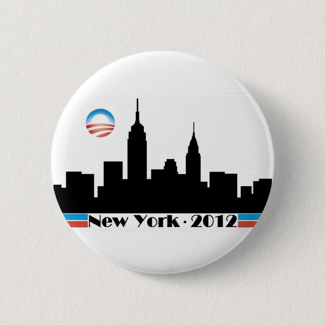 Badge Rond 5 Cm Horizon 2012 d'Obama New York City (Devant)