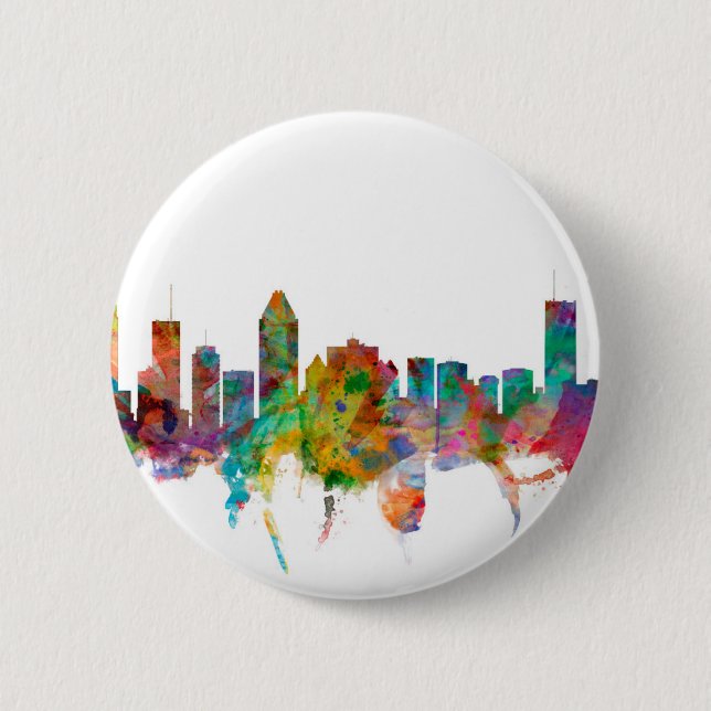 Badge Rond 5 Cm Horizon de Montréal Canada (Devant)