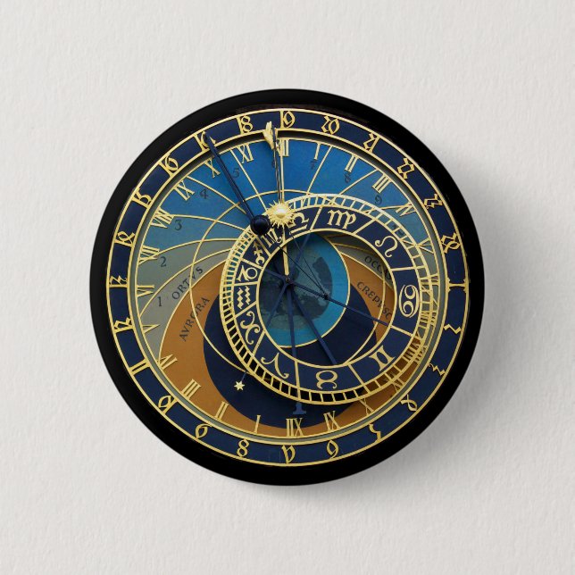 Badge Rond 5 Cm Horloge-Prague astronomique Orloj (Devant)