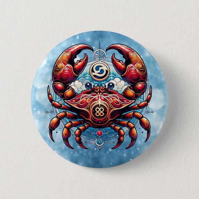 Badge Rond 5 Cm Horoscope signe astrologique du cancer le crabe (Devant)