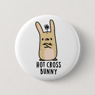 Badge Rond 5 Cm Hot Cross Bunny Funny Angry Rabbit Pun