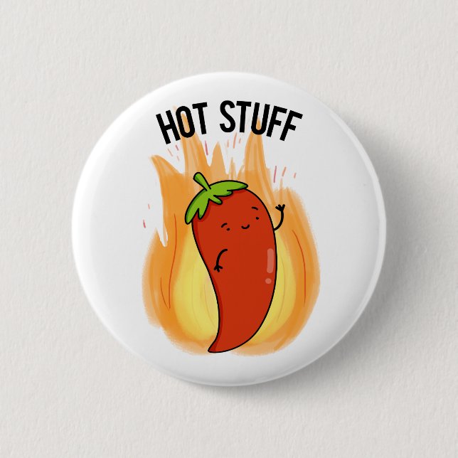 Badge Rond 5 Cm Hot Stups Funny Red Hot Chili Pepper Pun (Devant)