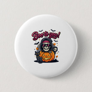 Badge Rond 5 Cm Hou à toi Halloween squelette citrouille