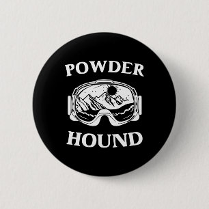 Badge Rond 5 Cm Hound Powder Snowboard Ski Hiver Sport Top