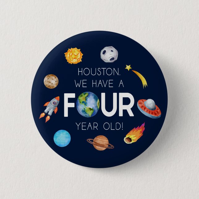 Badge Rond 5 Cm Houston Nous avons quatre ans 4e fête d'anniversai (Devant)