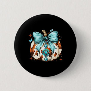Badge Rond 5 Cm Howdy Fall Western Citrouille Halloween Cowhide Pu