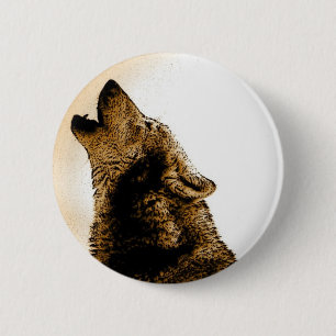 Badge Rond 5 Cm Howling Wolf