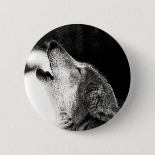 Badge Rond 5 Cm Howling Wolf