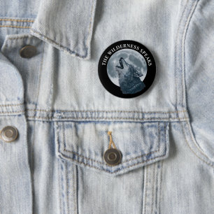 Badge Rond 5 Cm Howling Wolf et Moon