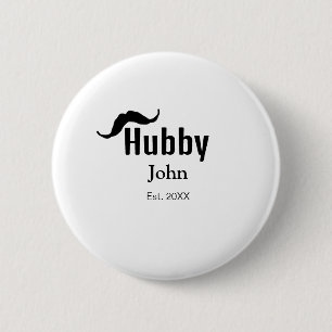 Badge Rond 5 Cm Hubby mari ajouter nom date année moustache simple