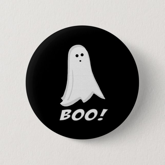 Badge Rond 5 Cm Huez ! Bouton mignon de fantôme de Halloween (Devant)