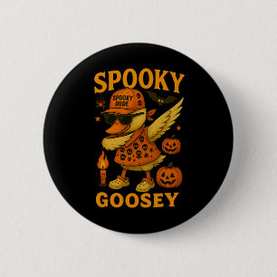 Badge Rond 5 Cm Hugvyn Halloween Éffrayant Goosey Halloween Silly 