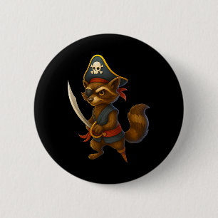 Badge Rond 5 Cm Hugvyn Halloween Pirate Raccoon Éffrayant Raccoon 