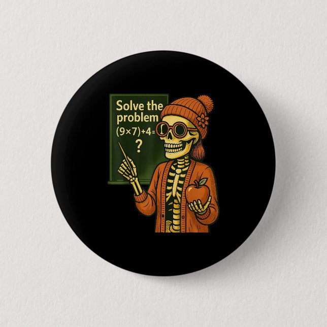Badge Rond 5 Cm Hugvyn Halloween Skeleton Six Seven 67 Meme Pemdas (Devant)