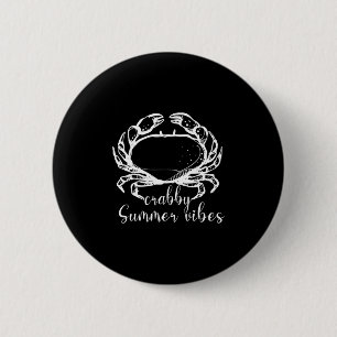 Badge Rond 5 Cm Humeur grincheuse d'été, j'aime les crabes, cadeau