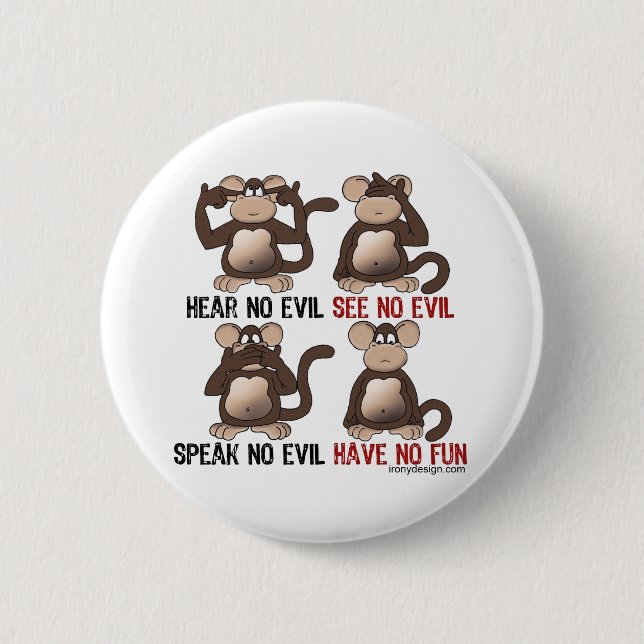 Badge Rond 5 Cm Humeur sage de singes (Devant)