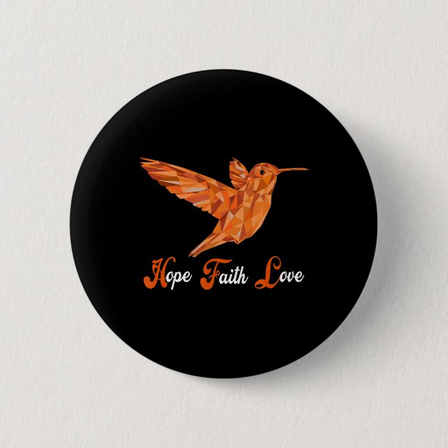 Badge Rond 5 Cm HummingBird Aml Sensibilisation à la leucémie (Devant)