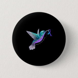 Badge Rond 5 Cm Hummingbird Purple Blue Ribbon Prévention du suici
