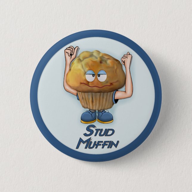 Badge Rond 5 Cm Humour bourré de muffin (Devant)