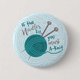 Badge Rond 5 Cm Humour Funny Tricot Knitter Yarn Needles