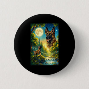 Badge Rond 5 Cm Hurlement à la lune mème animal chien belge
