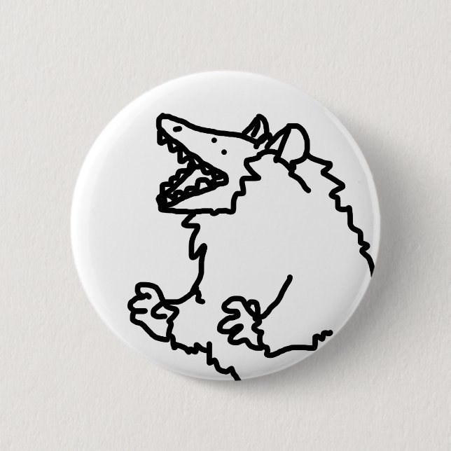 Badge Rond 5 Cm hurlement du bouton d'opossum (Devant)