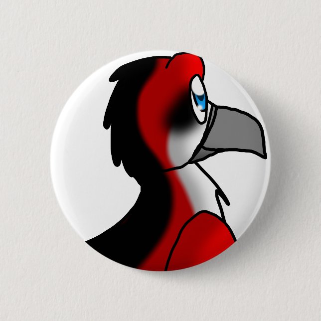 Badge Rond 5 Cm Hybride rouge/noir/blanc d'oiseau (Devant)