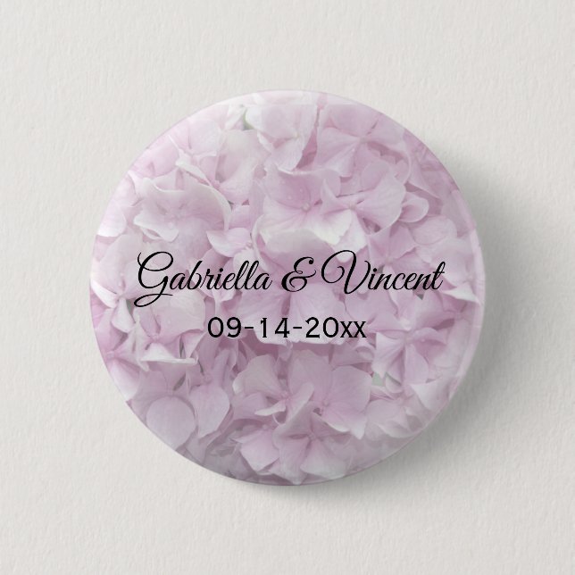 Badge Rond 5 Cm Hydrangée rose douce Mariage floral (Devant)