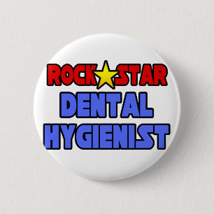 Badge Rond 5 Cm Hygiéniste dentaire rock Star