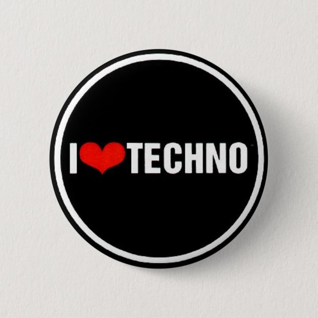 Badge Rond 5 Cm I<3 techno (Devant)