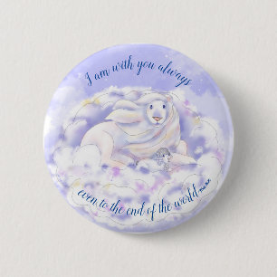 Badge Rond 5 Cm I Am With You Always Lion and Lamb Button