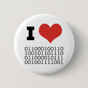 Badge Rond 5 Cm I binaire de coeur