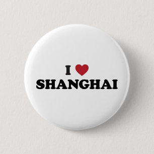 Badge Rond 5 Cm I coeur Changhaï Chine