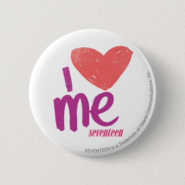 Badge Rond 5 Cm I coeur je rose/pourpre (Devant)