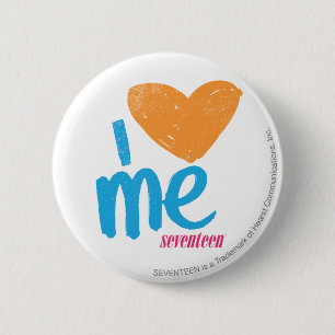 Badge Rond 5 Cm I coeur j'orange/Aqua