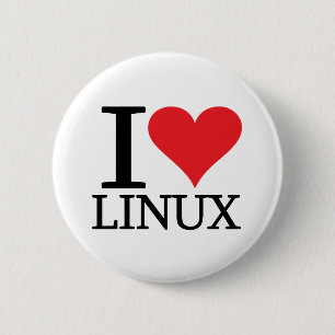 Badge Rond 5 Cm I coeur Linux