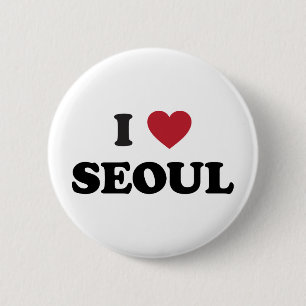 Badge Rond 5 Cm I coeur Séoul Corée du Sud