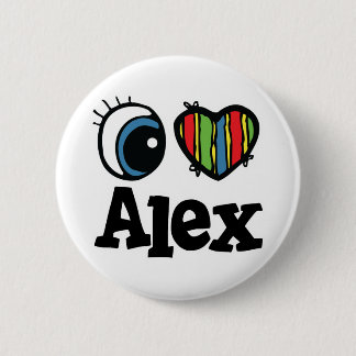 Badge Rond 5 Cm I Heart (Amour) Alex