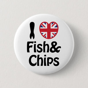 Badge Rond 5 Cm I Heart [Love] Fish & Chips