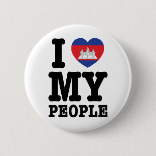 Badge Rond 5 Cm I Heart (Love) My Khmer People