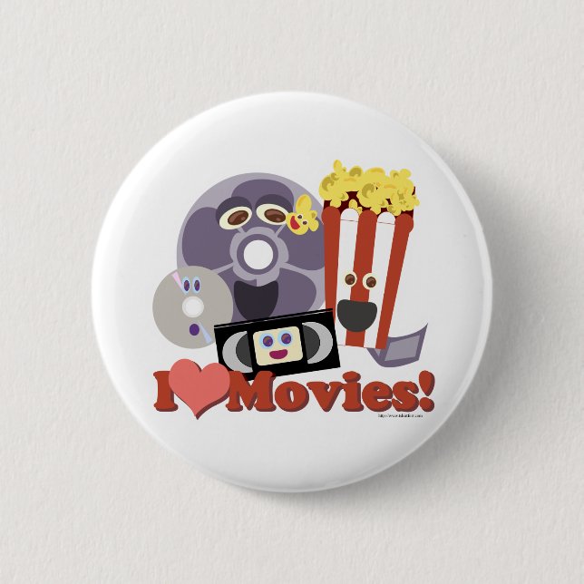 Badge Rond 5 Cm I Heart Movies ! (Devant)