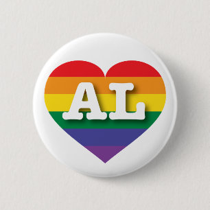 Badge Rond 5 Cm I Love Alabama Rainbow Heart