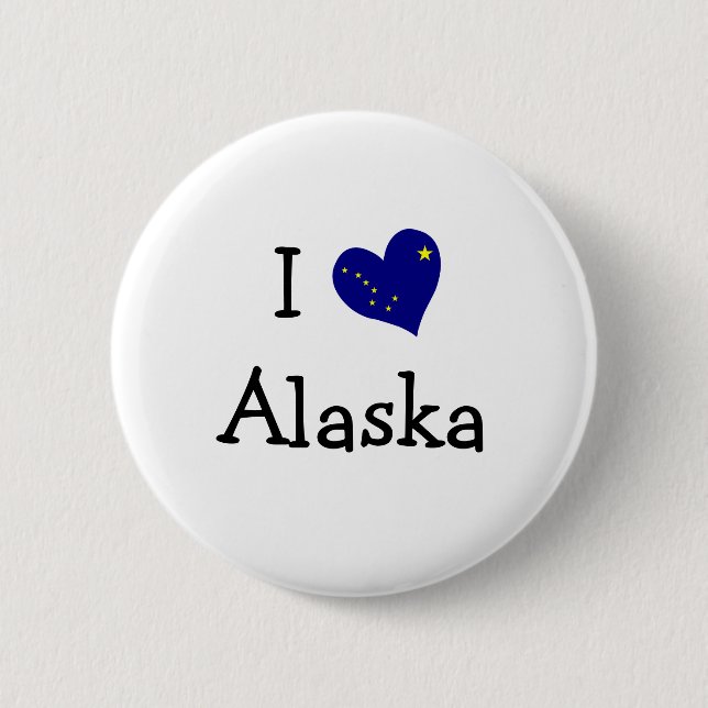 Badge Rond 5 Cm I Love Alaska (Devant)