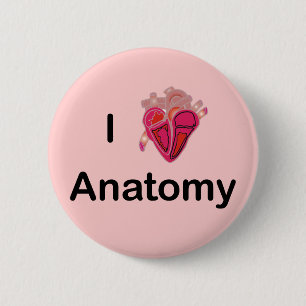 Badge Rond 5 Cm I Love Anatomy with human heart!