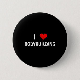 Badge Rond 5 Cm I Love Bodybuilding - Coeur - Entraînement Gym Bod