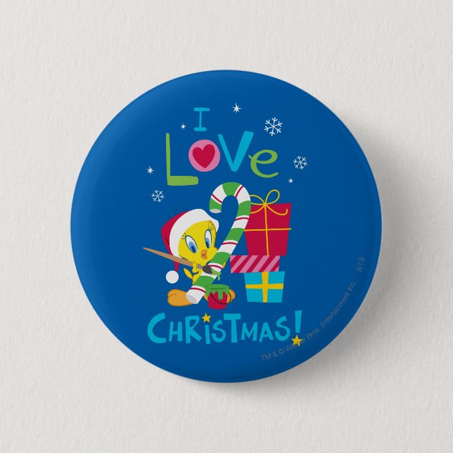 Badge Rond 5 Cm I Love Christmas - TWEETY™ (Devant)