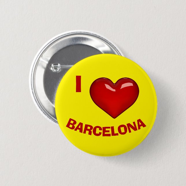 Badge Rond 5 Cm I LOVE (COEUR) BARCELONE modifiable (Devant & derrière)