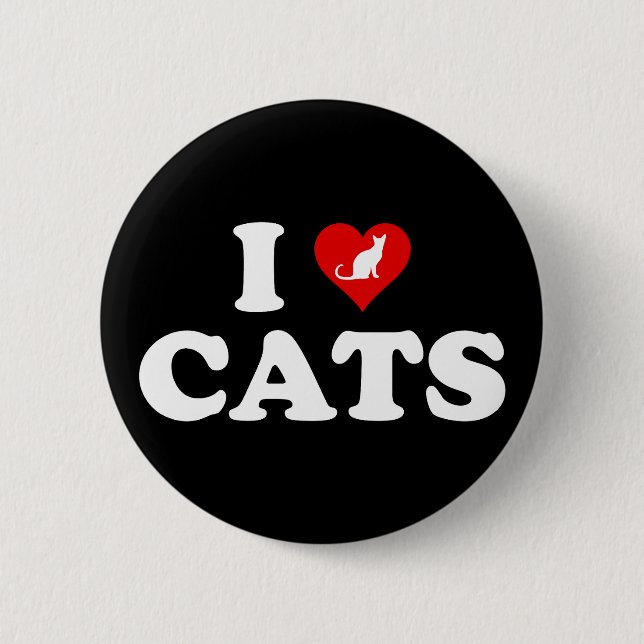 Badge Rond 5 Cm I Love (Coeur) Chats (Devant)